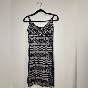 Hot Kiss Black and White Floral Lace Dress